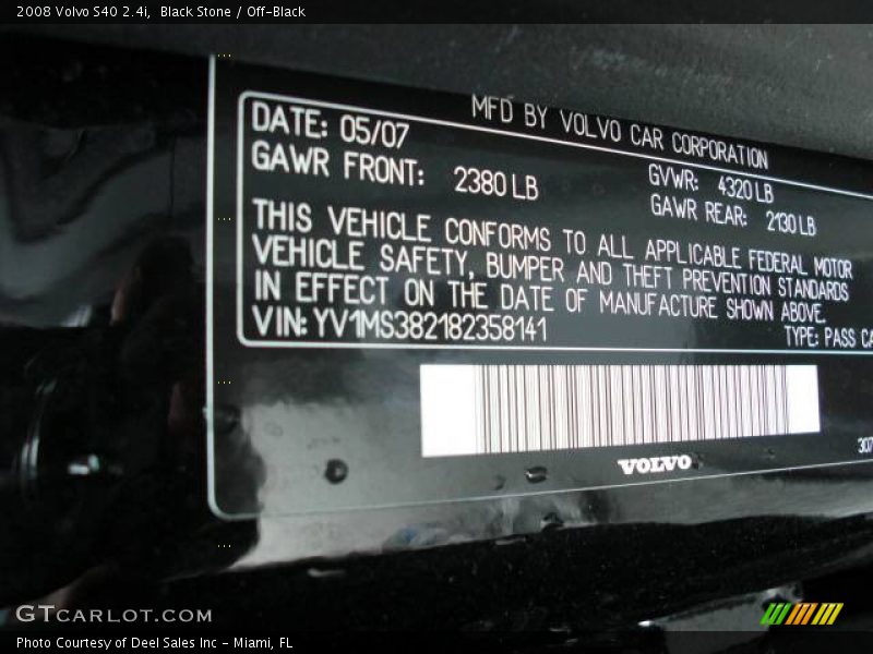 Black Stone / Off-Black 2008 Volvo S40 2.4i