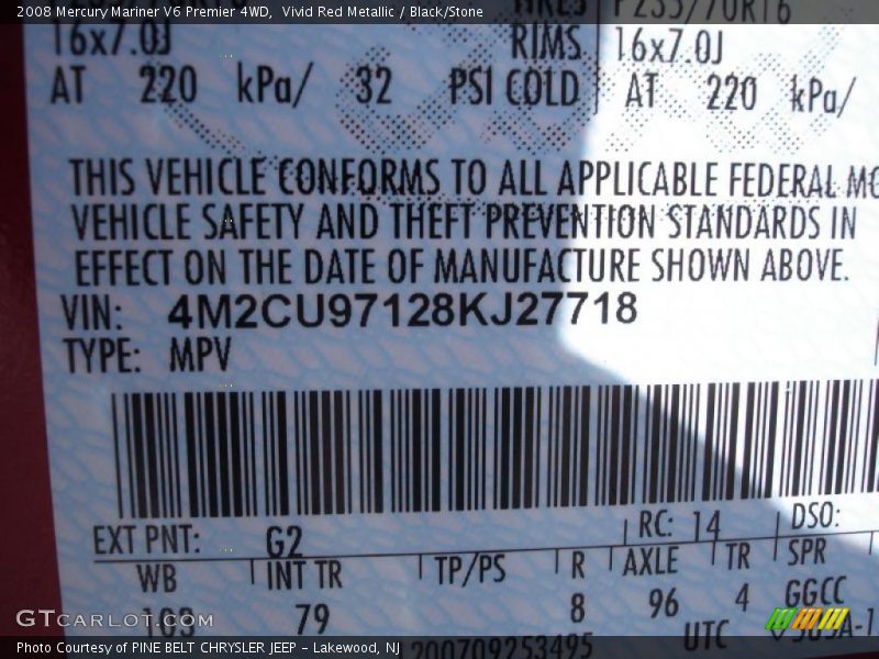 Vivid Red Metallic / Black/Stone 2008 Mercury Mariner V6 Premier 4WD