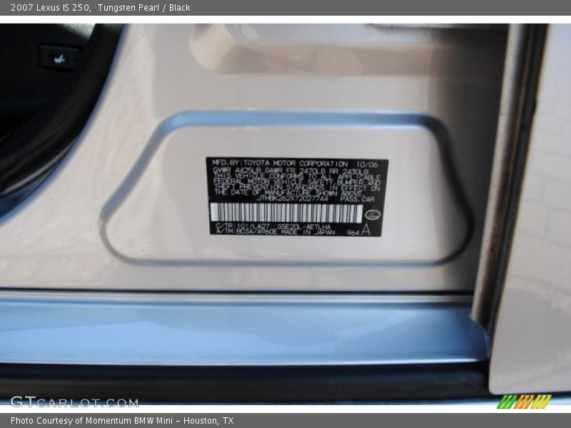 Tungsten Pearl / Black 2007 Lexus IS 250