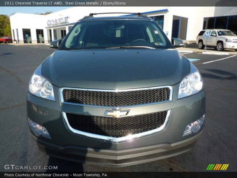 Steel Green Metallic / Ebony/Ebony 2011 Chevrolet Traverse LT AWD