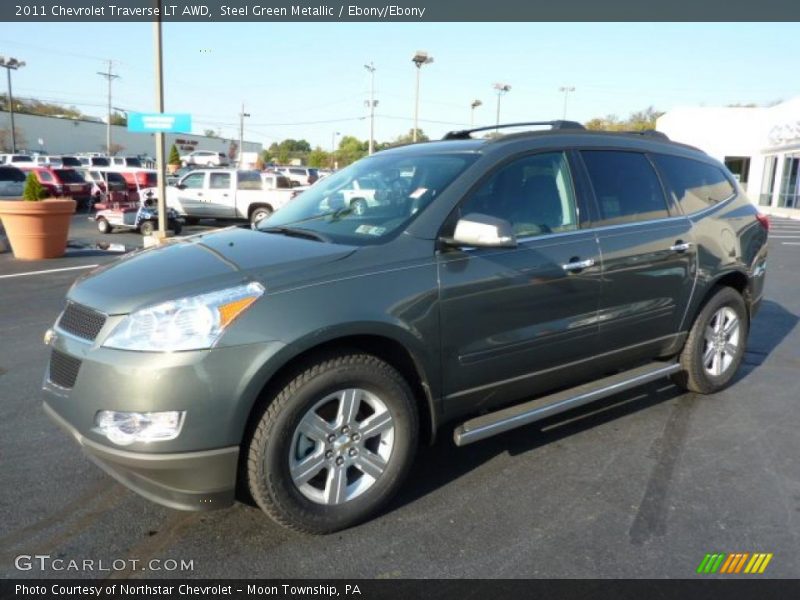 Steel Green Metallic / Ebony/Ebony 2011 Chevrolet Traverse LT AWD