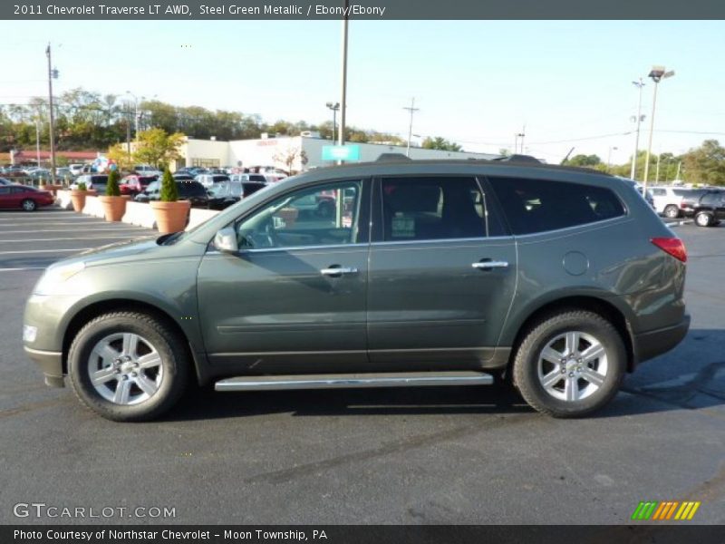 Steel Green Metallic / Ebony/Ebony 2011 Chevrolet Traverse LT AWD