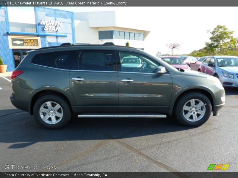 Steel Green Metallic / Ebony/Ebony 2011 Chevrolet Traverse LT AWD