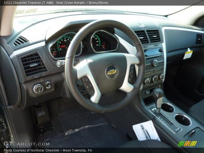 Steel Green Metallic / Ebony/Ebony 2011 Chevrolet Traverse LT AWD