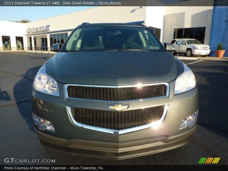Steel Green Metallic / Ebony/Ebony 2011 Chevrolet Traverse LT AWD