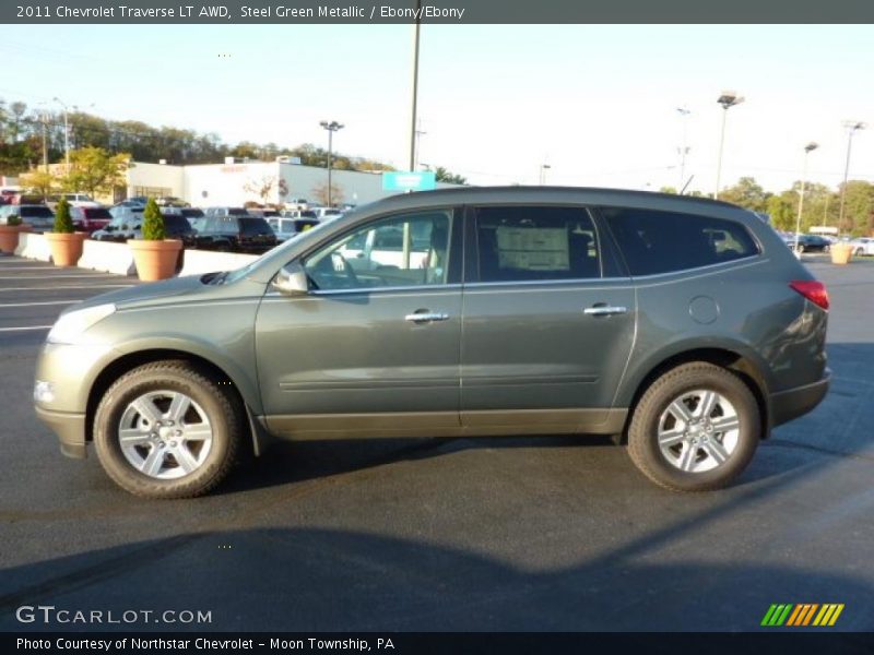 Steel Green Metallic / Ebony/Ebony 2011 Chevrolet Traverse LT AWD