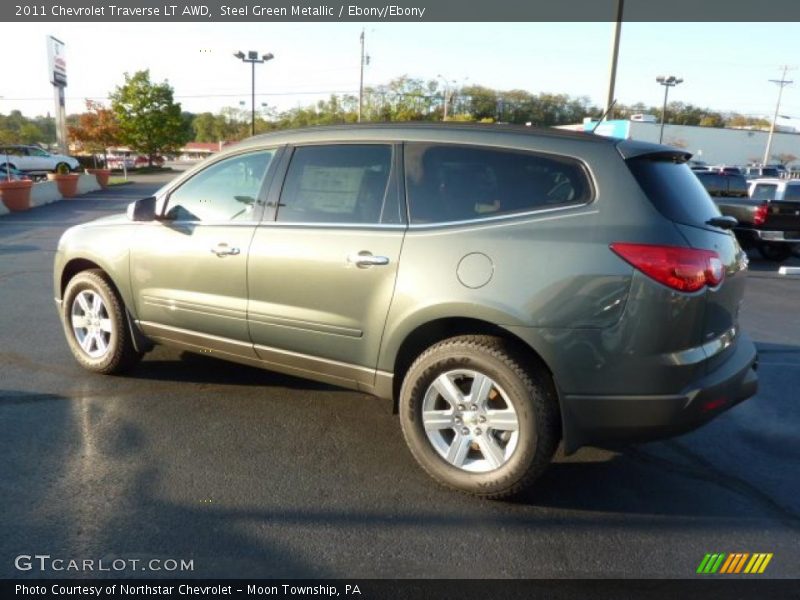 Steel Green Metallic / Ebony/Ebony 2011 Chevrolet Traverse LT AWD