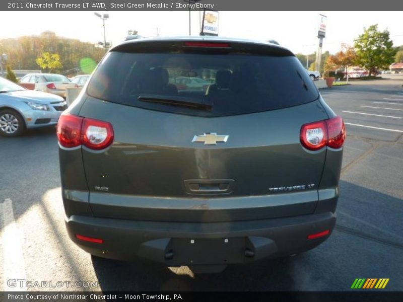 Steel Green Metallic / Ebony/Ebony 2011 Chevrolet Traverse LT AWD