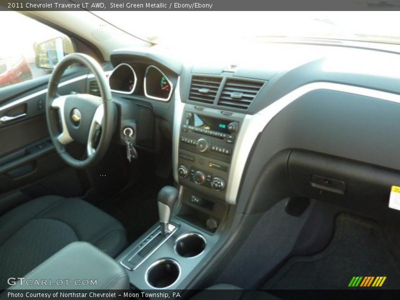 Steel Green Metallic / Ebony/Ebony 2011 Chevrolet Traverse LT AWD