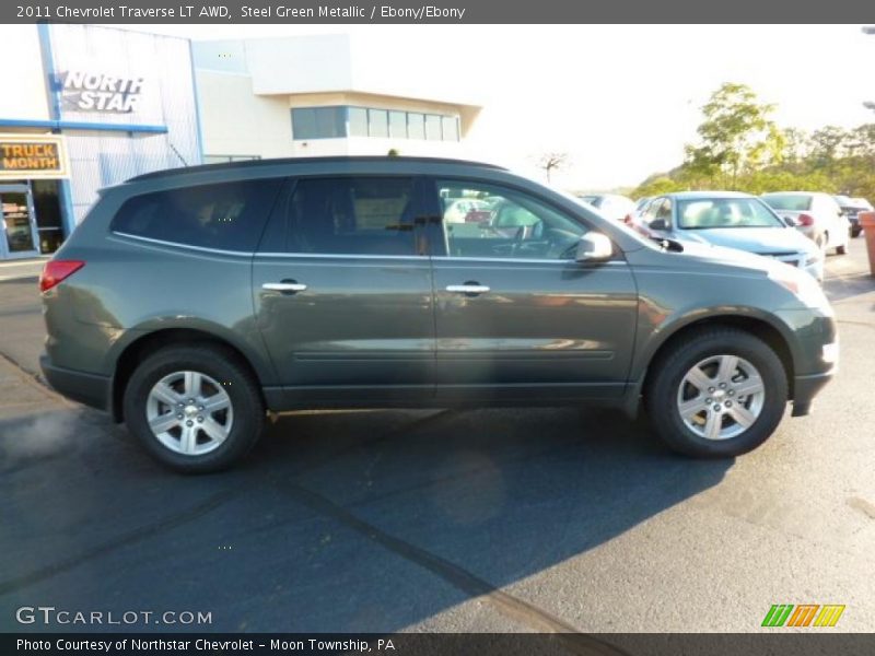 Steel Green Metallic / Ebony/Ebony 2011 Chevrolet Traverse LT AWD