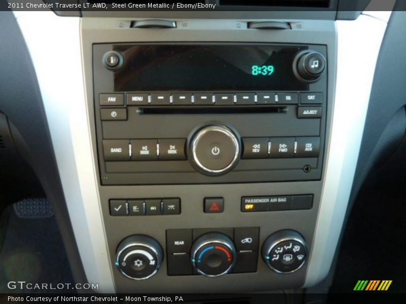 Steel Green Metallic / Ebony/Ebony 2011 Chevrolet Traverse LT AWD
