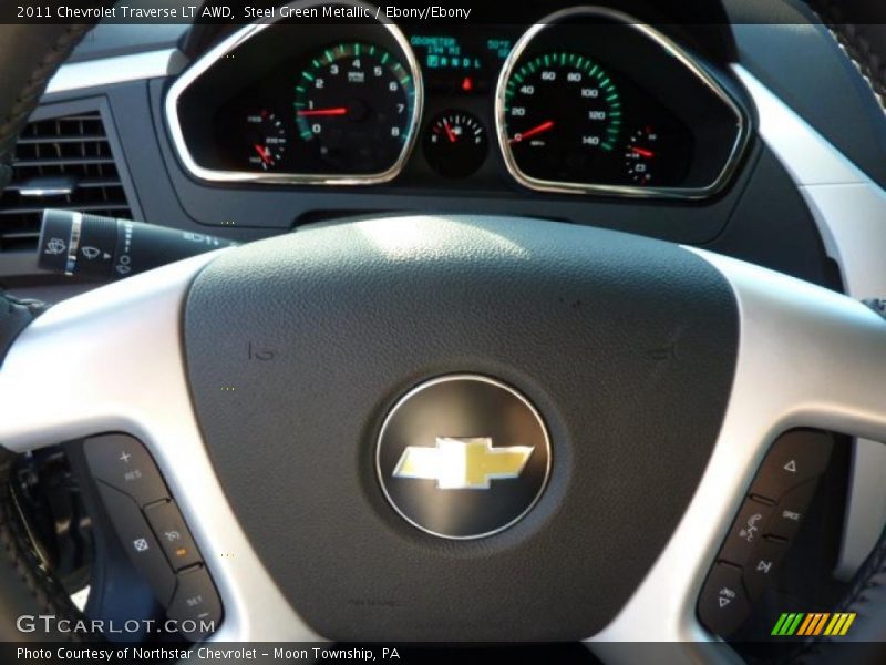 Steel Green Metallic / Ebony/Ebony 2011 Chevrolet Traverse LT AWD