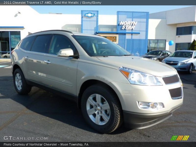 Gold Mist Metallic / Ebony/Ebony 2011 Chevrolet Traverse LT AWD