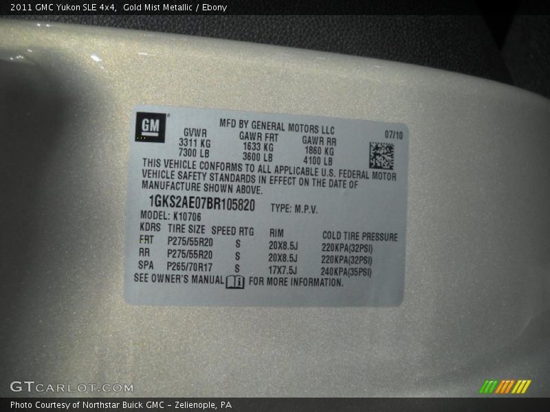 Gold Mist Metallic / Ebony 2011 GMC Yukon SLE 4x4