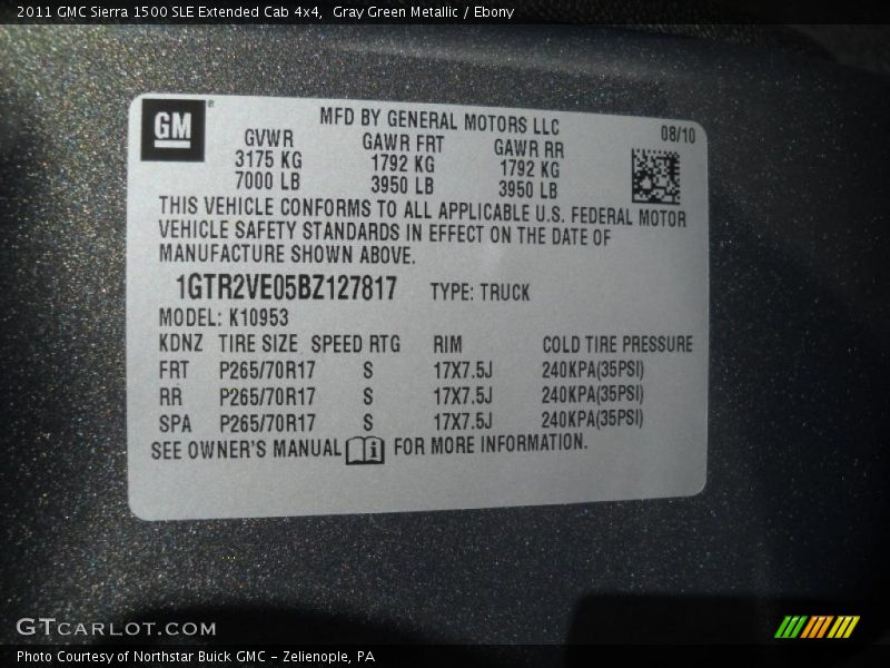 Gray Green Metallic / Ebony 2011 GMC Sierra 1500 SLE Extended Cab 4x4