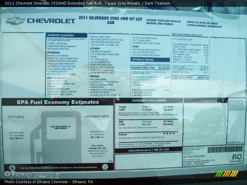  2011 Silverado 2500HD Extended Cab 4x4 Window Sticker