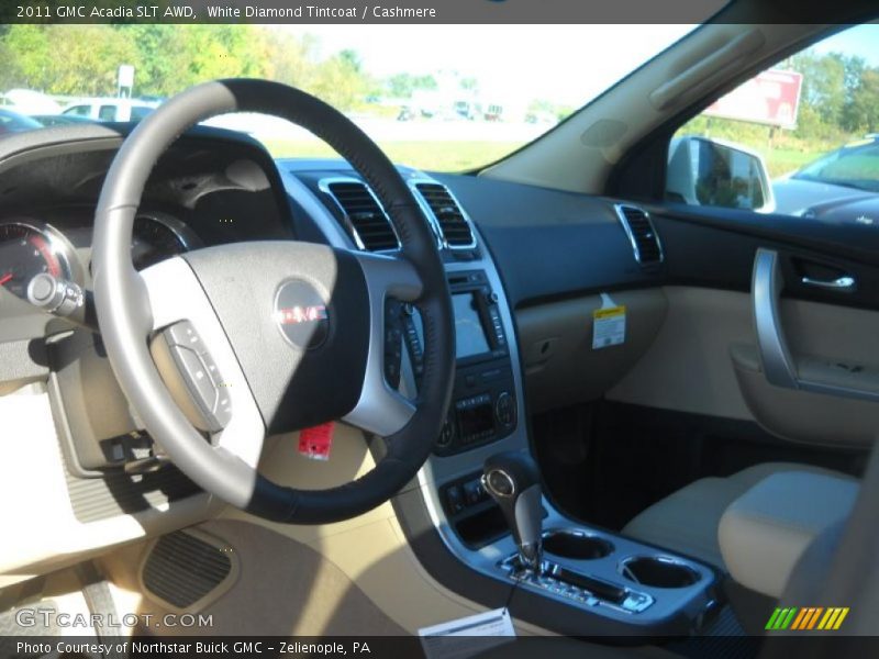 White Diamond Tintcoat / Cashmere 2011 GMC Acadia SLT AWD