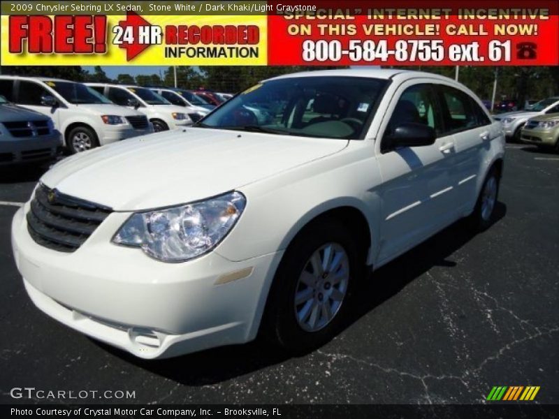Stone White / Dark Khaki/Light Graystone 2009 Chrysler Sebring LX Sedan