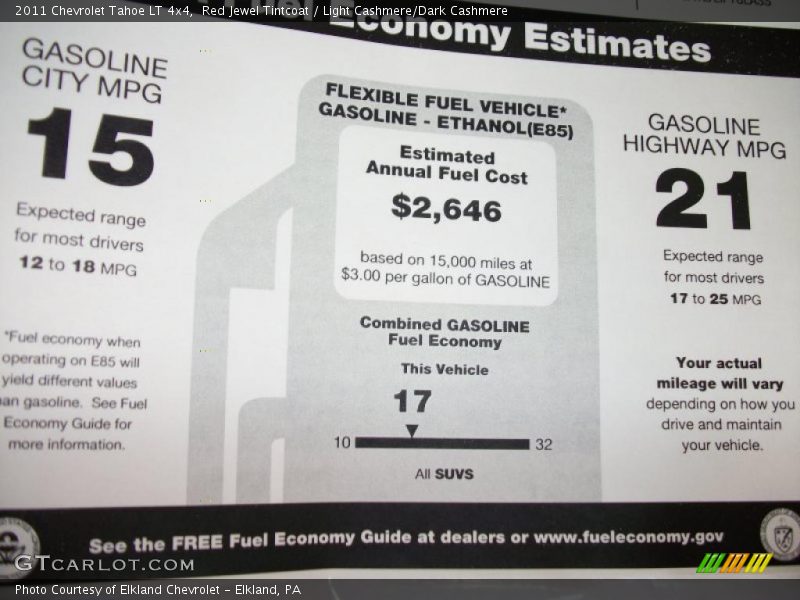  2011 Tahoe LT 4x4 Window Sticker