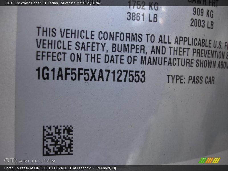 Silver Ice Metallic / Gray 2010 Chevrolet Cobalt LT Sedan