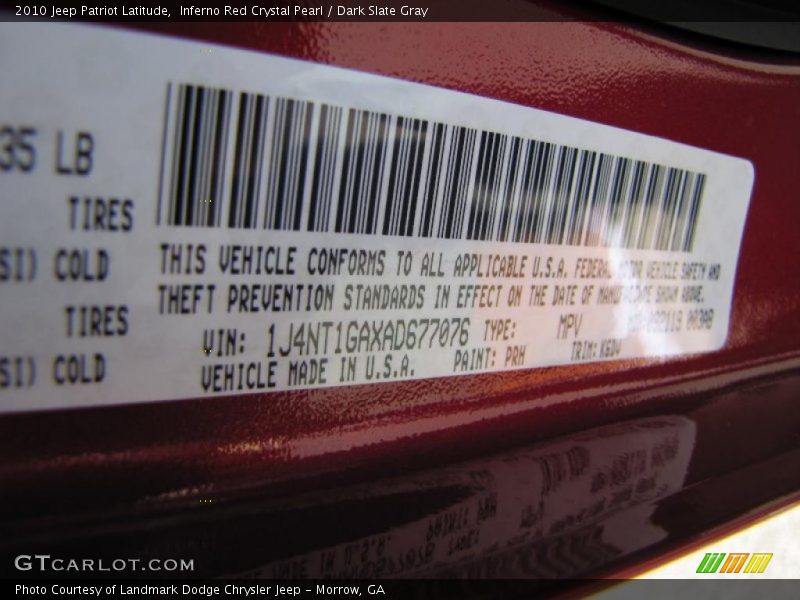 Inferno Red Crystal Pearl / Dark Slate Gray 2010 Jeep Patriot Latitude