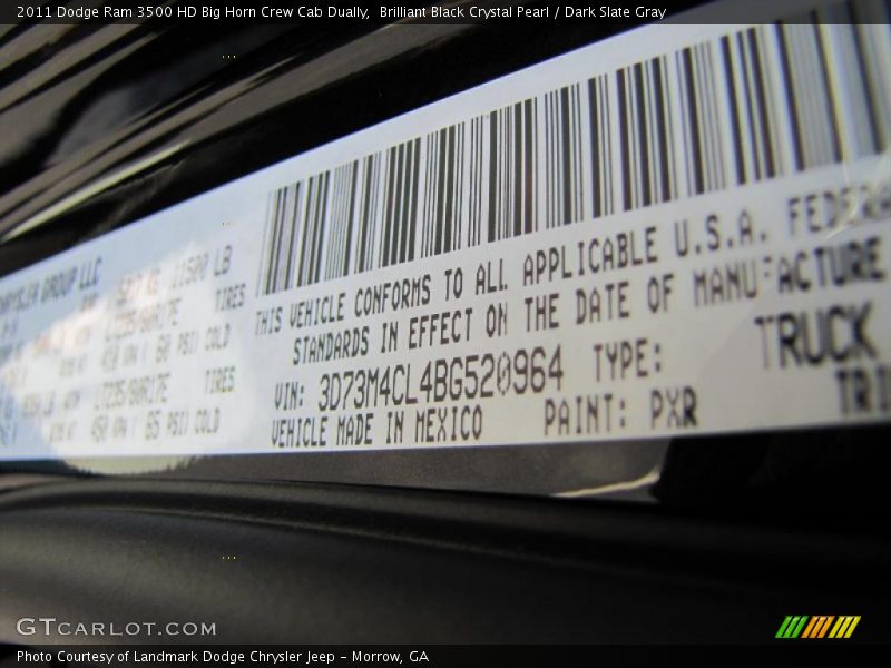 Brilliant Black Crystal Pearl / Dark Slate Gray 2011 Dodge Ram 3500 HD Big Horn Crew Cab Dually