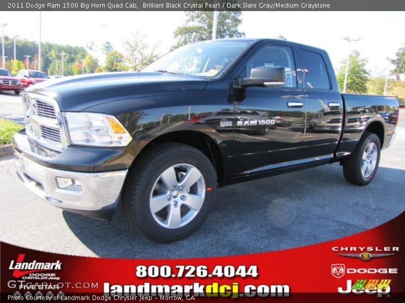 Brilliant Black Crystal Pearl / Dark Slate Gray/Medium Graystone 2011 Dodge Ram 1500 Big Horn Quad Cab
