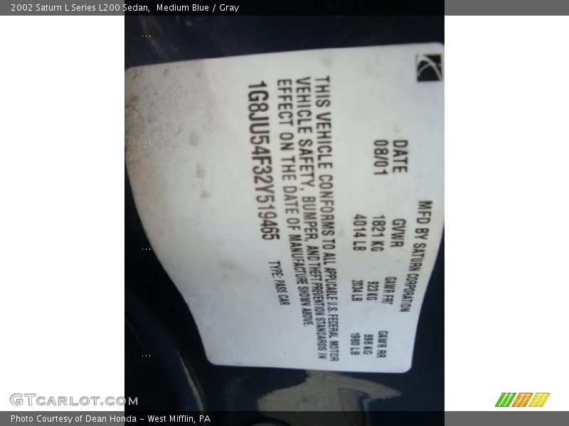 Medium Blue / Gray 2002 Saturn L Series L200 Sedan