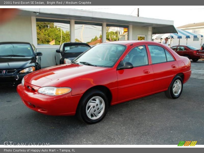 Bright Red / Medium Graphite 2001 Ford Escort SE Sedan