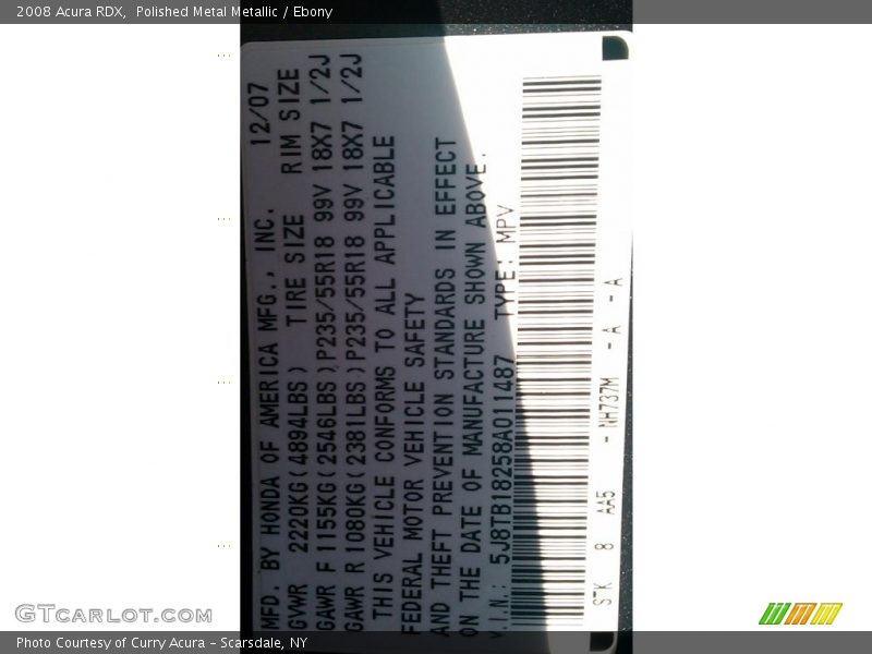 Polished Metal Metallic / Ebony 2008 Acura RDX