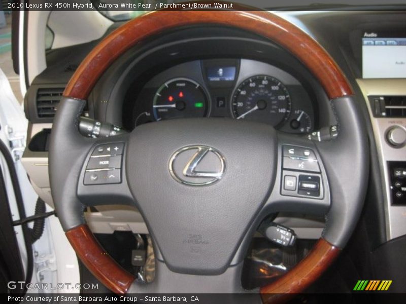 Aurora White Pearl / Parchment/Brown Walnut 2010 Lexus RX 450h Hybrid