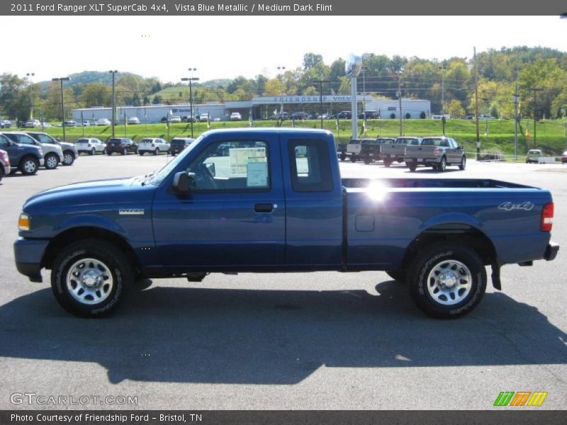 Vista Blue Metallic / Medium Dark Flint 2011 Ford Ranger XLT SuperCab 4x4