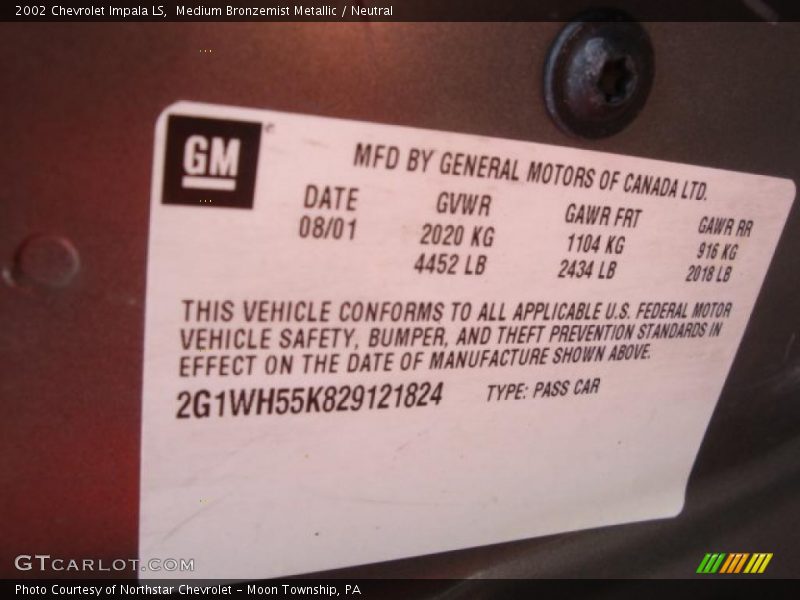 Medium Bronzemist Metallic / Neutral 2002 Chevrolet Impala LS