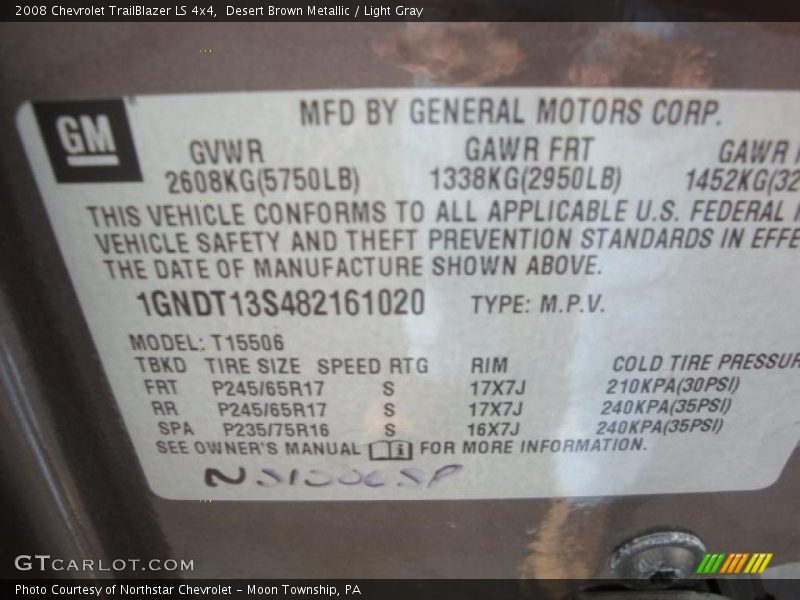 Desert Brown Metallic / Light Gray 2008 Chevrolet TrailBlazer LS 4x4