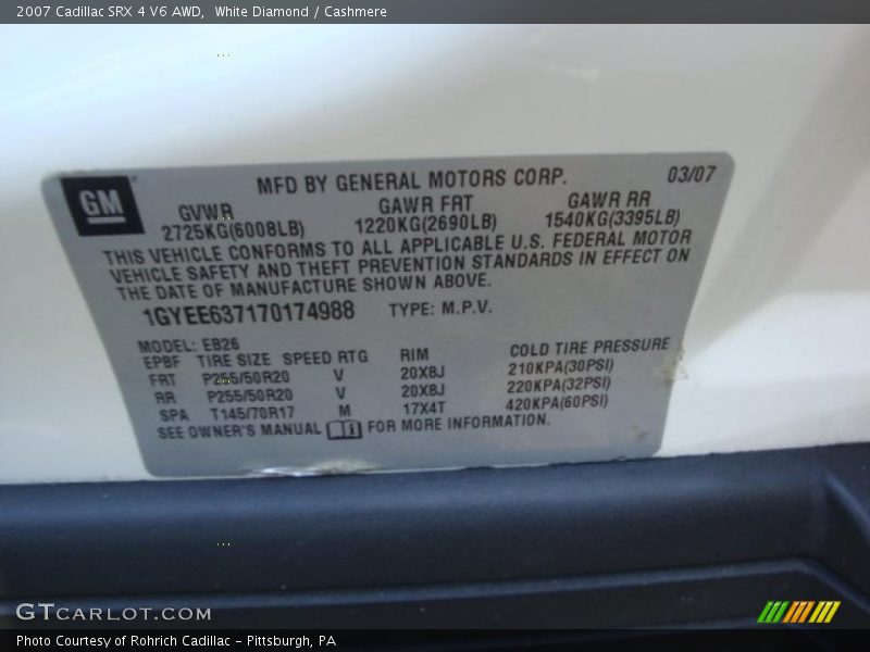 White Diamond / Cashmere 2007 Cadillac SRX 4 V6 AWD