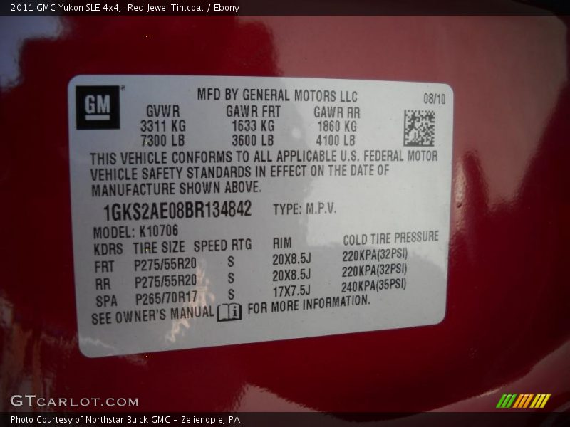 Red Jewel Tintcoat / Ebony 2011 GMC Yukon SLE 4x4