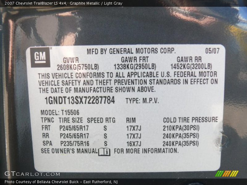 Graphite Metallic / Light Gray 2007 Chevrolet TrailBlazer LS 4x4