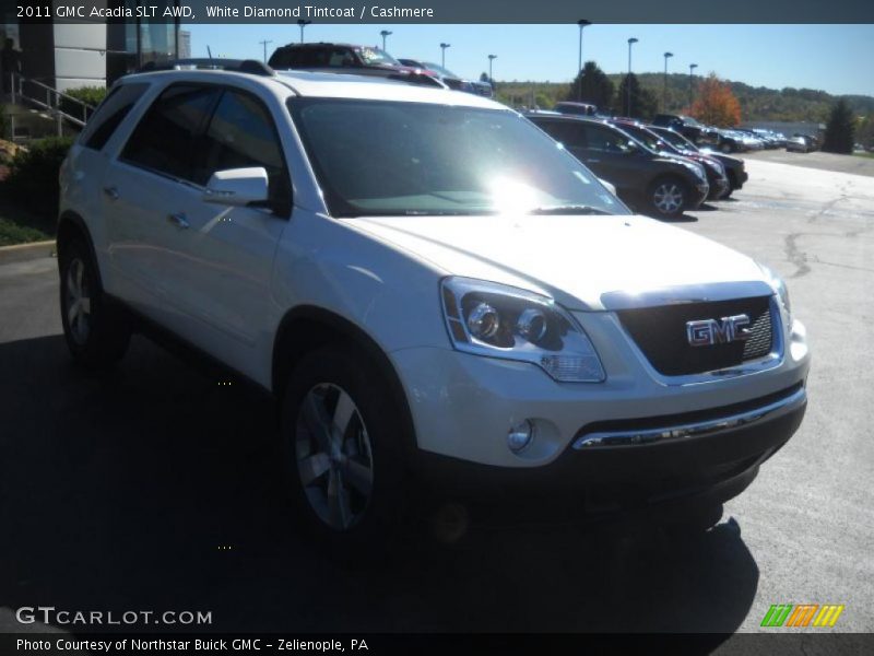 White Diamond Tintcoat / Cashmere 2011 GMC Acadia SLT AWD