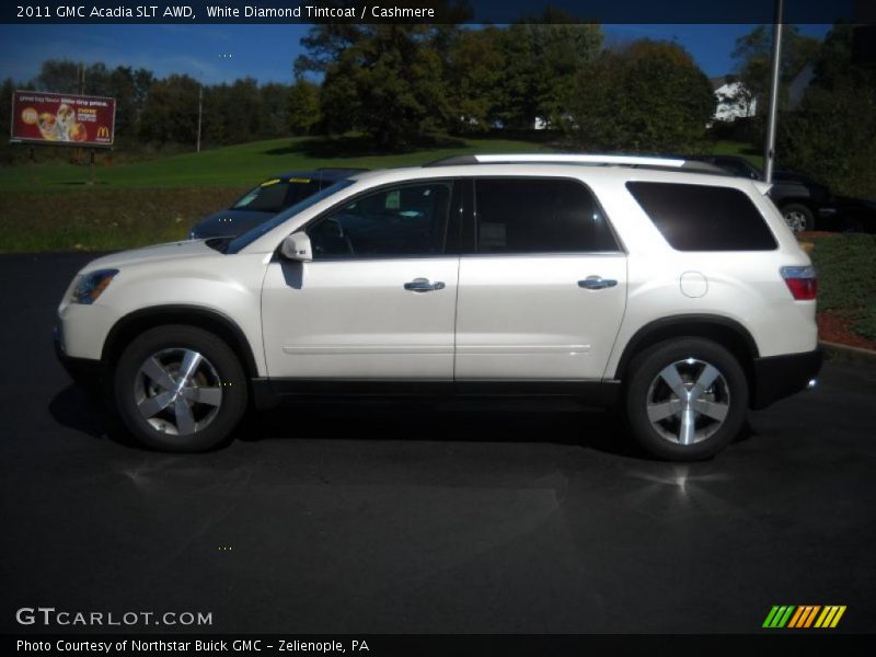 White Diamond Tintcoat / Cashmere 2011 GMC Acadia SLT AWD