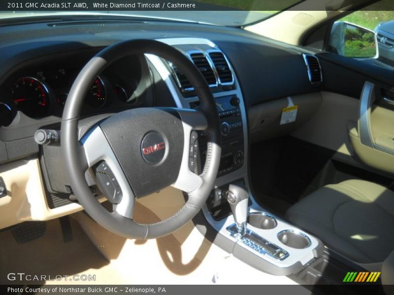 White Diamond Tintcoat / Cashmere 2011 GMC Acadia SLT AWD