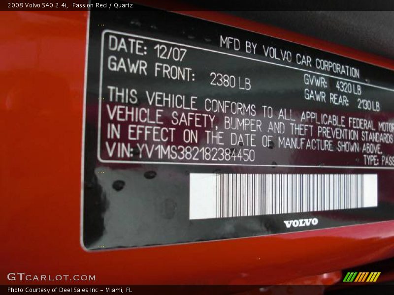 Passion Red / Quartz 2008 Volvo S40 2.4i