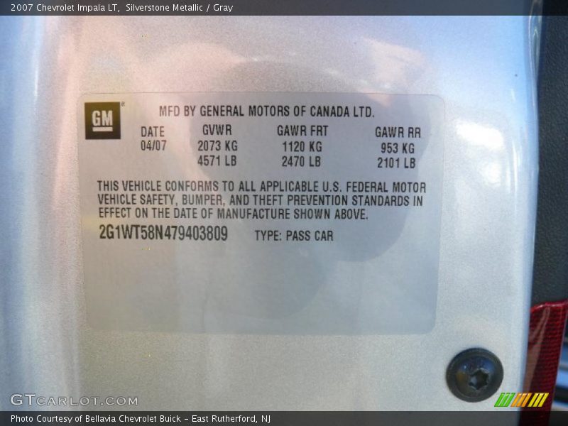 Silverstone Metallic / Gray 2007 Chevrolet Impala LT
