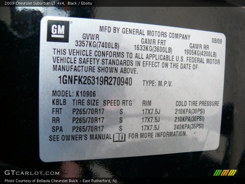 Black / Ebony 2009 Chevrolet Suburban LT 4x4