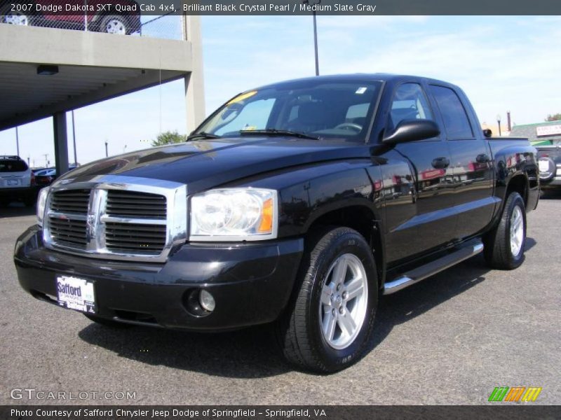 Brilliant Black Crystal Pearl / Medium Slate Gray 2007 Dodge Dakota SXT Quad Cab 4x4