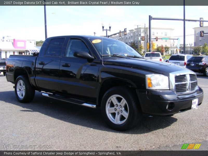 Brilliant Black Crystal Pearl / Medium Slate Gray 2007 Dodge Dakota SXT Quad Cab 4x4