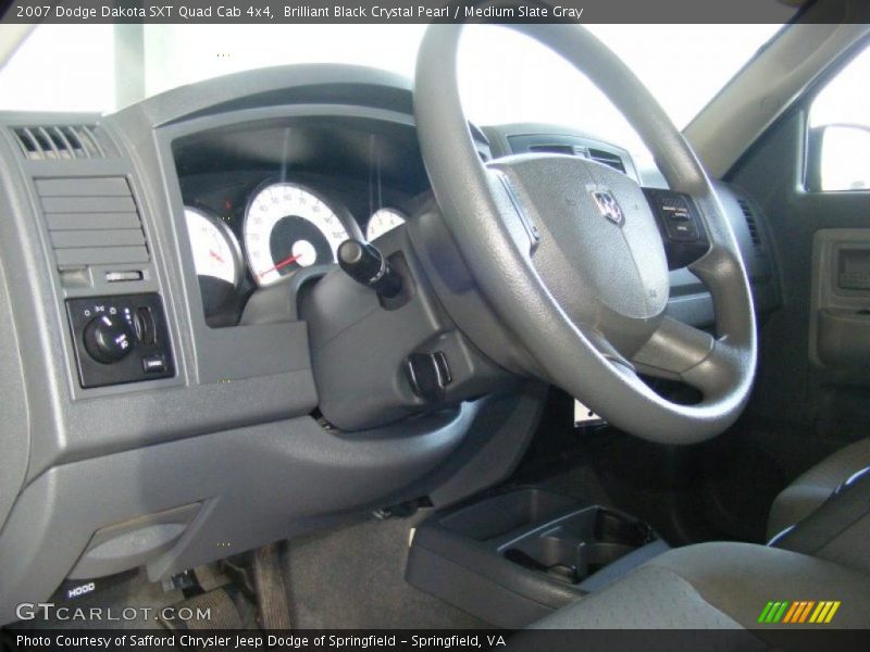 Brilliant Black Crystal Pearl / Medium Slate Gray 2007 Dodge Dakota SXT Quad Cab 4x4