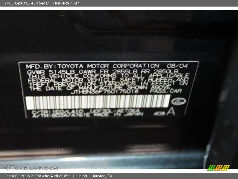 Flint Mica / Ash 2005 Lexus LS 430 Sedan