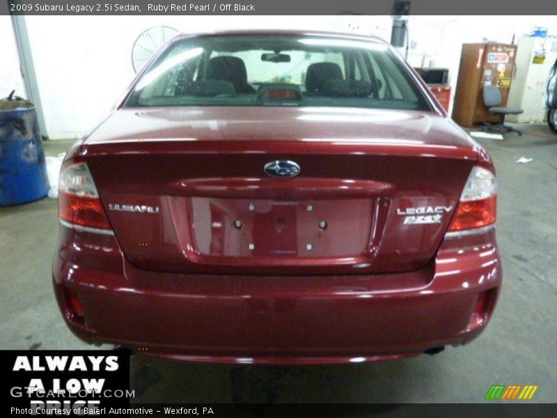 Ruby Red Pearl / Off Black 2009 Subaru Legacy 2.5i Sedan