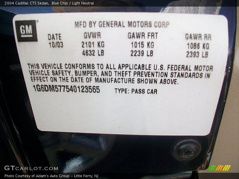 Blue Chip / Light Neutral 2004 Cadillac CTS Sedan