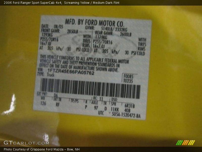 Screaming Yellow / Medium Dark Flint 2006 Ford Ranger Sport SuperCab 4x4